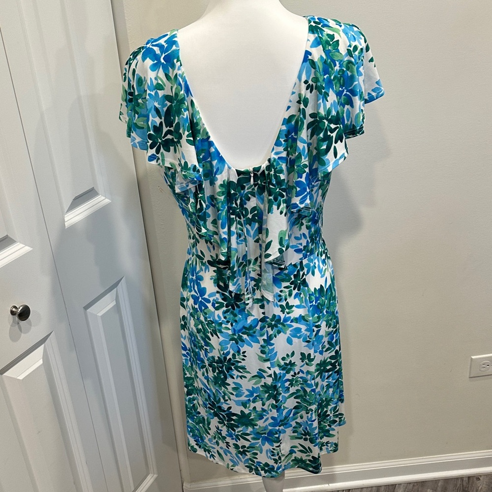 Mes Amies Boutique Floral Midi Dress in Blue and Green - Picture 4 of 7